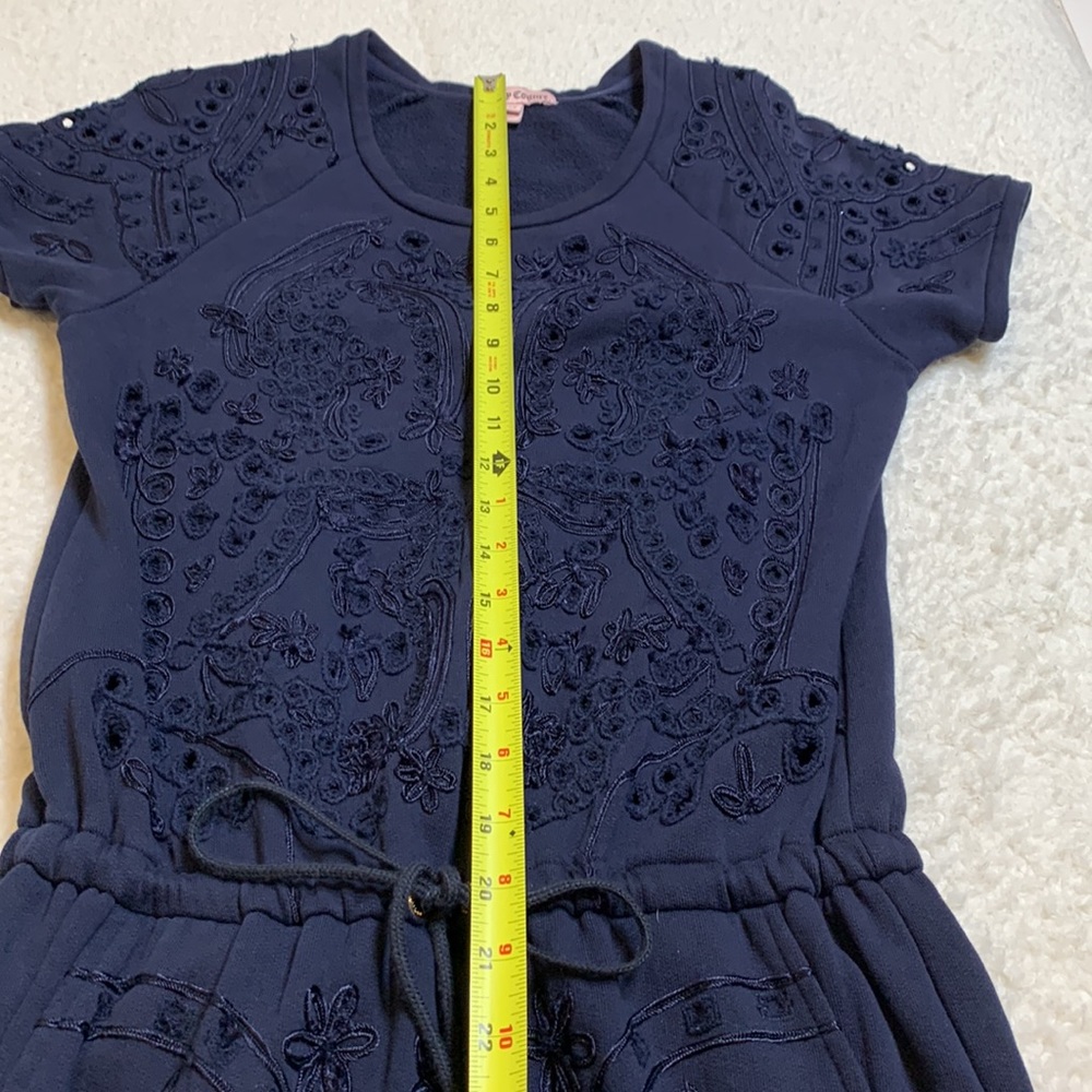 Juicy Couture waist tie navy blue embroidered romper jumpsuit dress size XS - Picture 11 of 12
